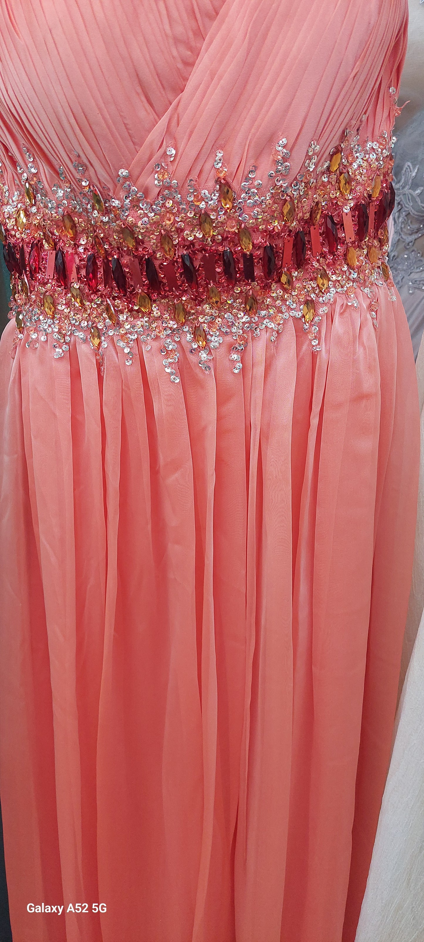 Beaded A-Line Evening Gown with V-Neckline by Colors Dress 0591