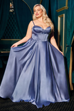 www.snkdress.com Plus size glitter fitted gown with slit by Ladivine CD337C Plus size