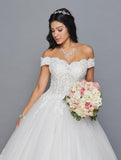 Off-Shoulder V-Neck Ball Gown Gown by Bridal 42040