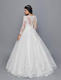Long-Sleeve Scoop Neck Ball Gown Gown by Bridal 42214
