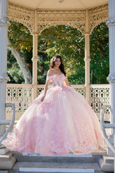 Strapless floral lace ball gown by Juliet style JT1503J blush | www.snkdress.com