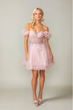 Puff Sleeve Short Tulle Dress by DQ337967