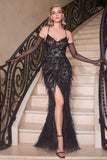 feather embellished fitted evening gown by Cinderella Divine CC2358 – www.snkdress.com