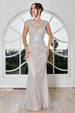 Sequin Cap Sleeve Plus Size Evening Gown by Adora 3272119
