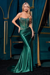Fitted strapless satin corset gown by Ladivine style CD725 B