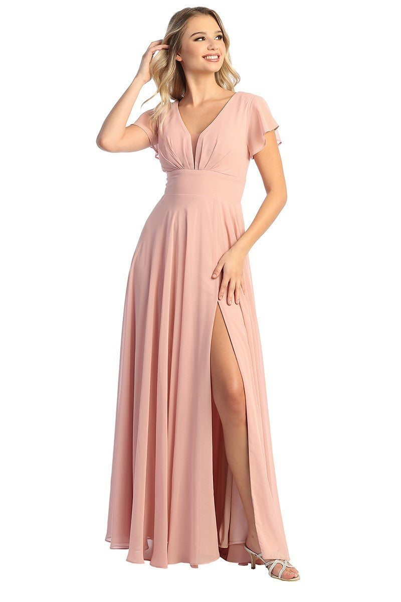 Empire Waist Bridesmaid Dress by Cindy Collection 170556 - Burgundy / 3XL Empire Waist Bridesmaid Dress by Cindy Collection 170556 - Burgundy / 3XL