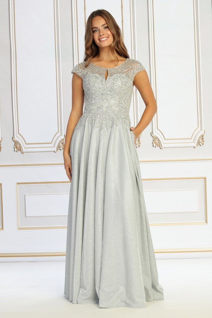 Elegant beaded lace evening gown with pockets by Cindy style 50510 | www.snkdress.com
