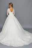 Long-Sleeve V-Neck Ball Gown Gown by Bridal 45709