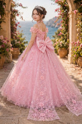 Off-Shoulder Glitter Ball Gown by Bliss 8415151