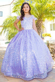 Mini Quince glitter tulle ball gown with golden sequin appliqué – Bliss Cinderella Couture 5123 Blush, Red, Royal | www.snkdress.com