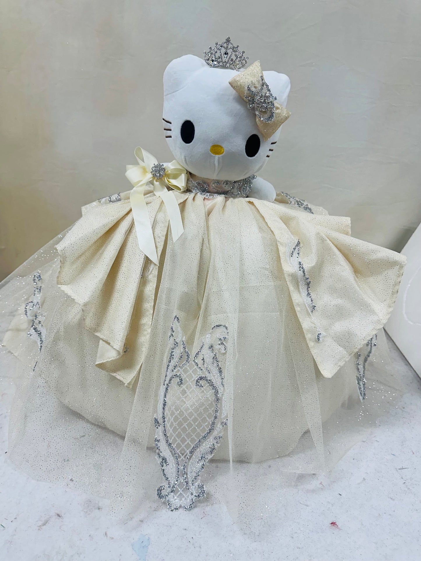 Hello Kitty Quincenera Doll Champagne ivory silver