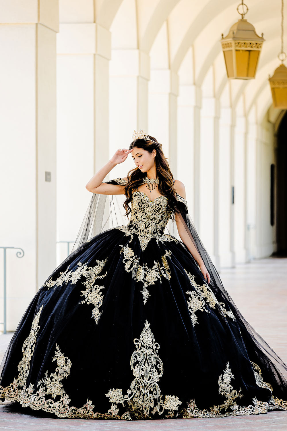 Strapless Quinceañera Dress with Cape by Bella Princess PQ1016