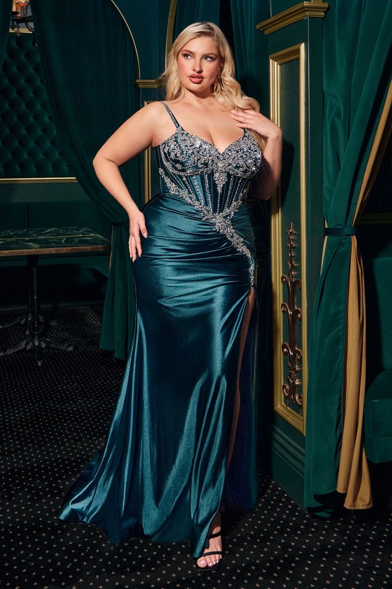 www.snkdress.com Plus size glitter floral gown by Ladivine CM383C