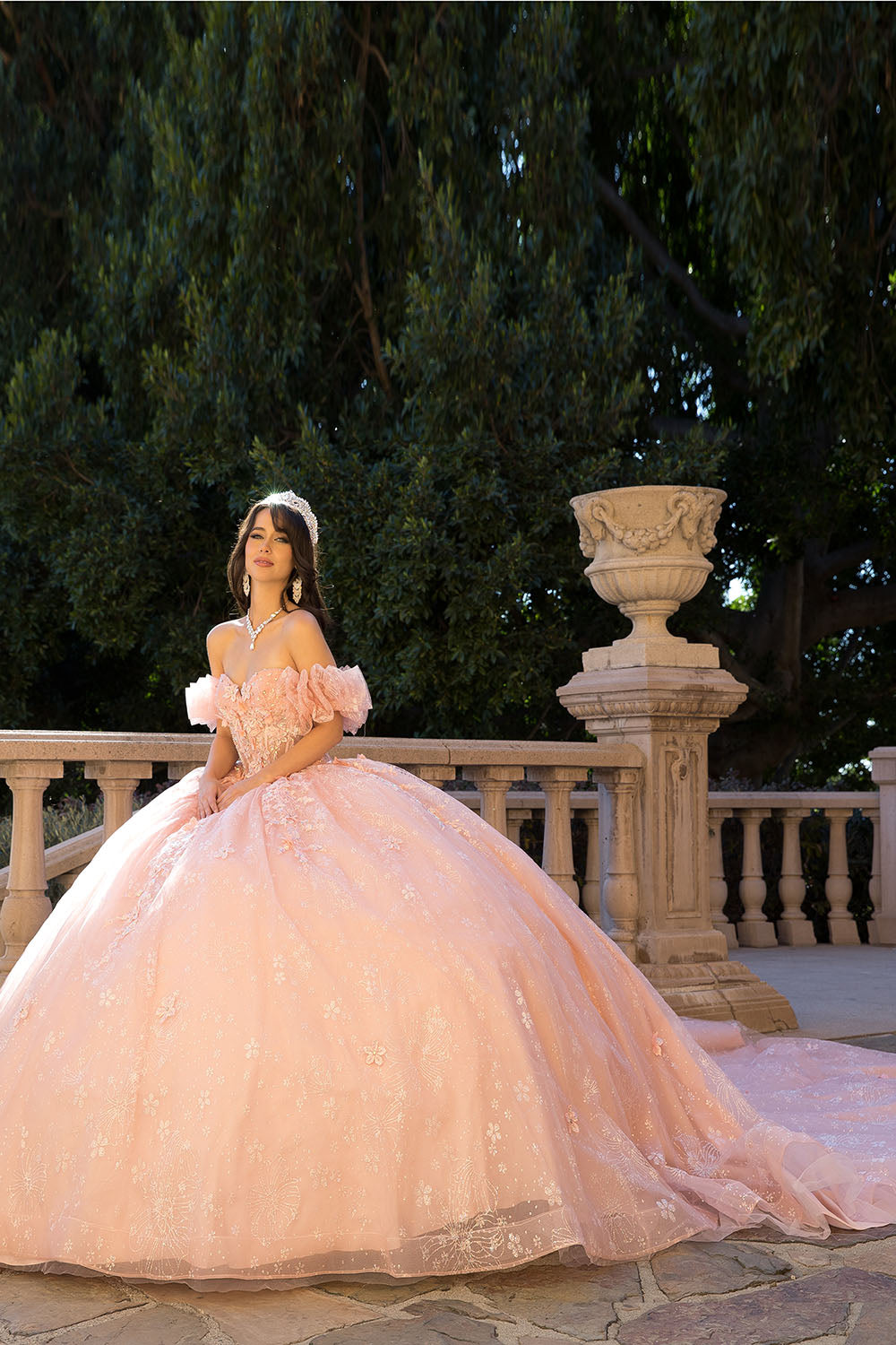 3D Floral Off-Shoulder Quince Gown by Bella Princess Couture PQ1064
