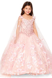 Mini Quince 3D Stone & Pearl Floral Ball Gown by Bliss 8030