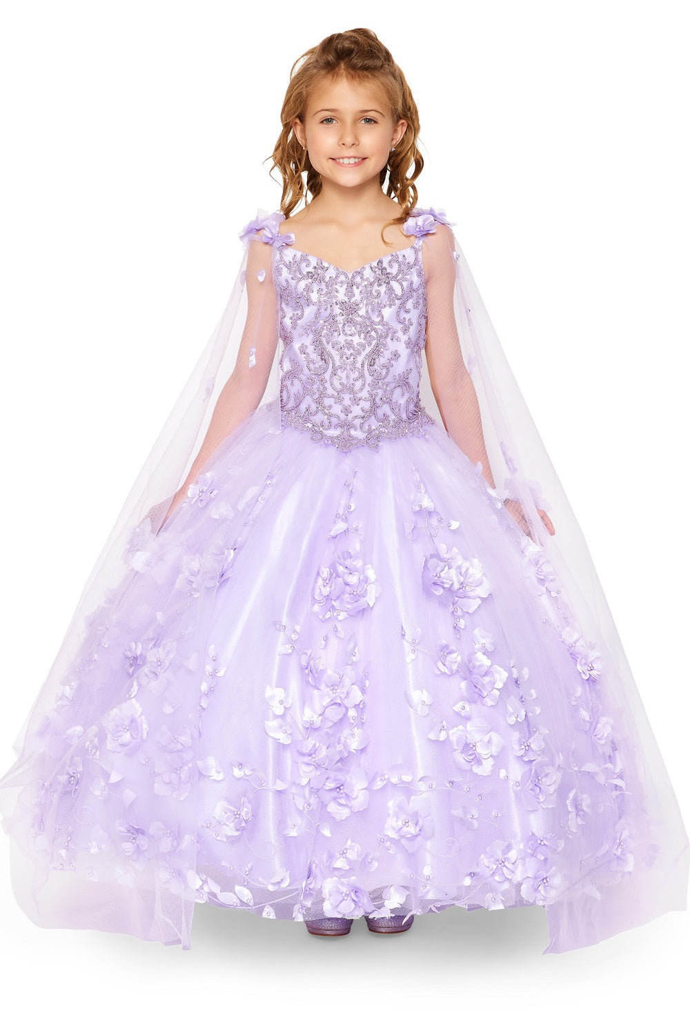Mini Quince 3D Stone & Pearl Floral Ball Gown by Bliss 8030