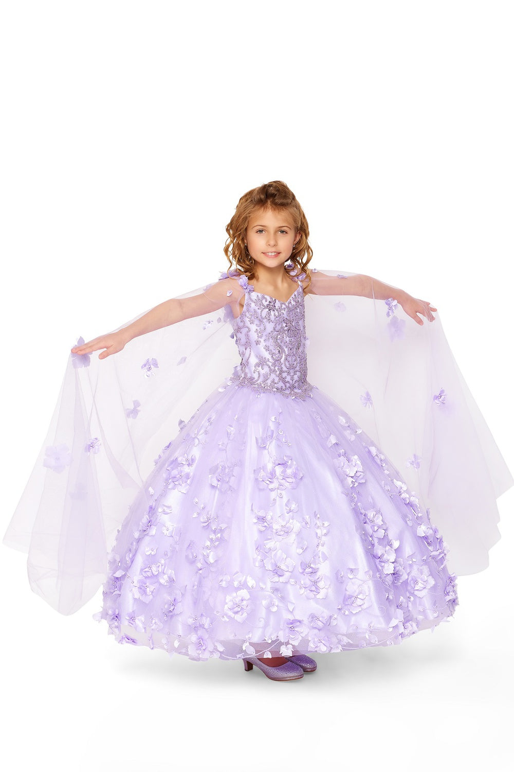 Mini Quince 3D Stone & Pearl Floral Ball Gown by Bliss 8030