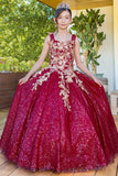 Mini Quince glitter tulle ball gown with metallic 3D butterflies | www.snkdress.com