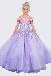 Cinderella Couture 8260 mini quinceanera ball gown dress with multicolor daisy embroidery and bow – www.snkdress.com