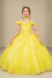 Off-Shoulder Glitter Ball Gown by Bliss 8415151
