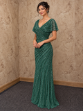Beaded V-Neck Mermaid Formal Gown by Lee Collection 50534168