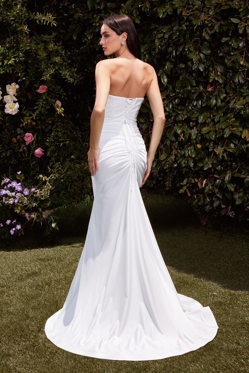 Strapless Fitted Gown in Off White by Divine CD791W