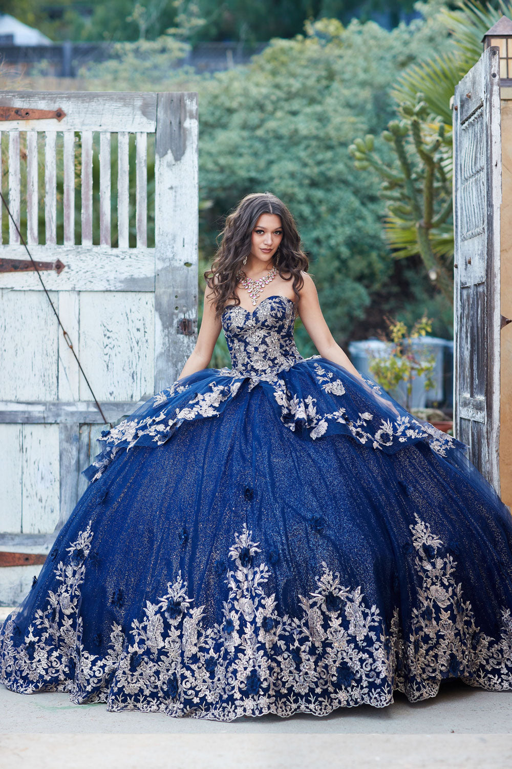 Layered Glitter Tulle Quinceañera Dress by Bella Princess Couture PQ1051