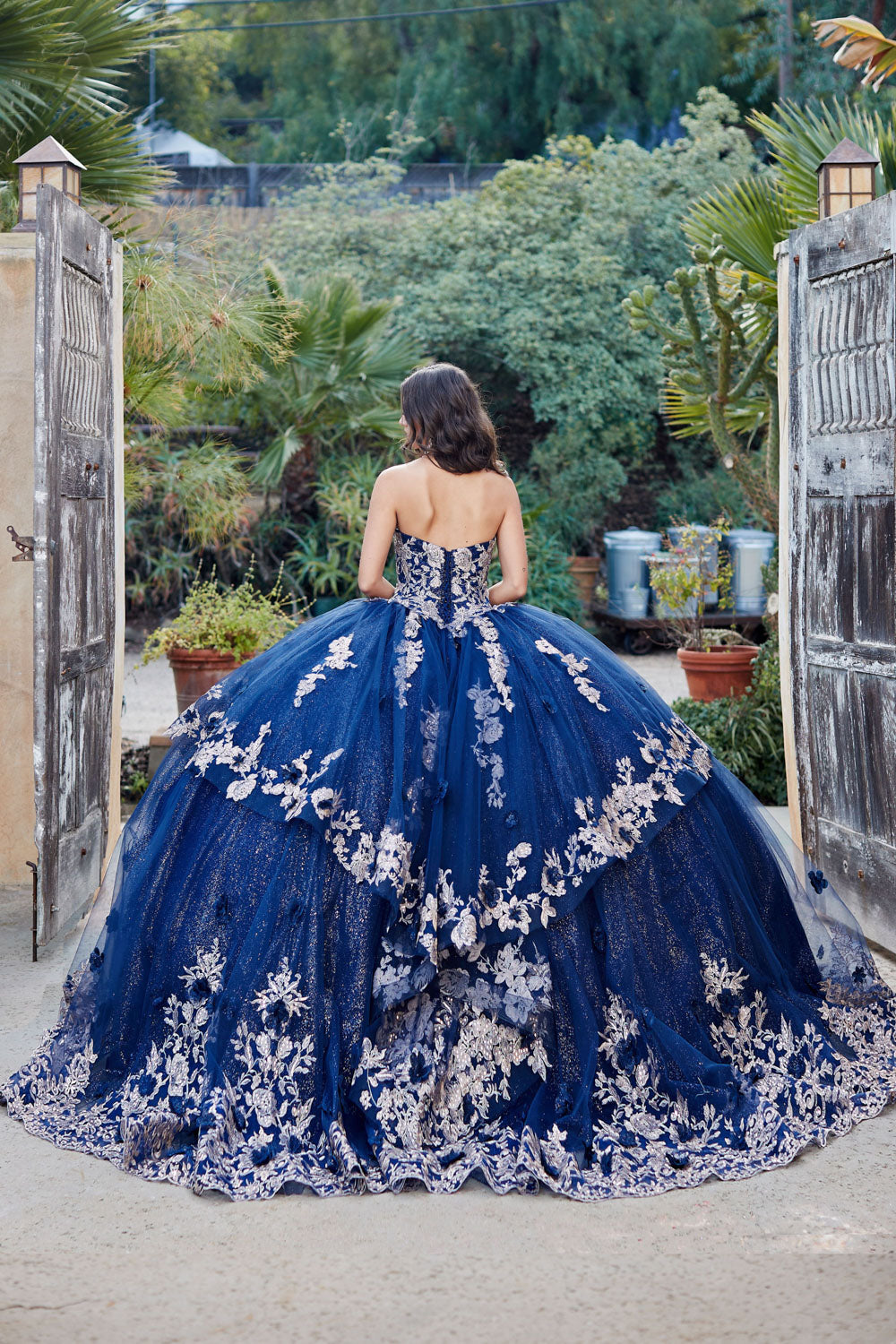 Layered Glitter Tulle Quinceañera Dress by Bella Princess Couture PQ1051