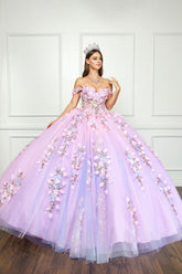 Gold Sequin Quinceañera Ball Gown by Bella Princess Couture PQ1066