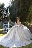 Grey Gold Sparkle Tulle Ball Gown by Bella Princess Couture PQ1078