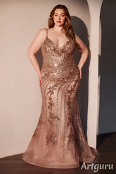 www.snkdress.com Plus size glitter floral quinceañera gown by Ladivine PLUS CC0389C