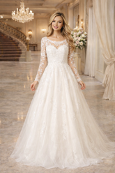 Lace Long Sleeve Wedding Gown by Wedding Collection 7881196L