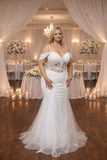 Sparkling lace sequin mermaid wedding dress by Joy Collection style 40197W | www.snkdress.com