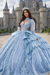 Quinceañera Ball Gown with Satin Ruffle Tail by Elizabeth K GL3806387