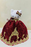 Hello Kitty Quincenera Doll Burgundy goldk,snkdress,wwwsnkdress.com