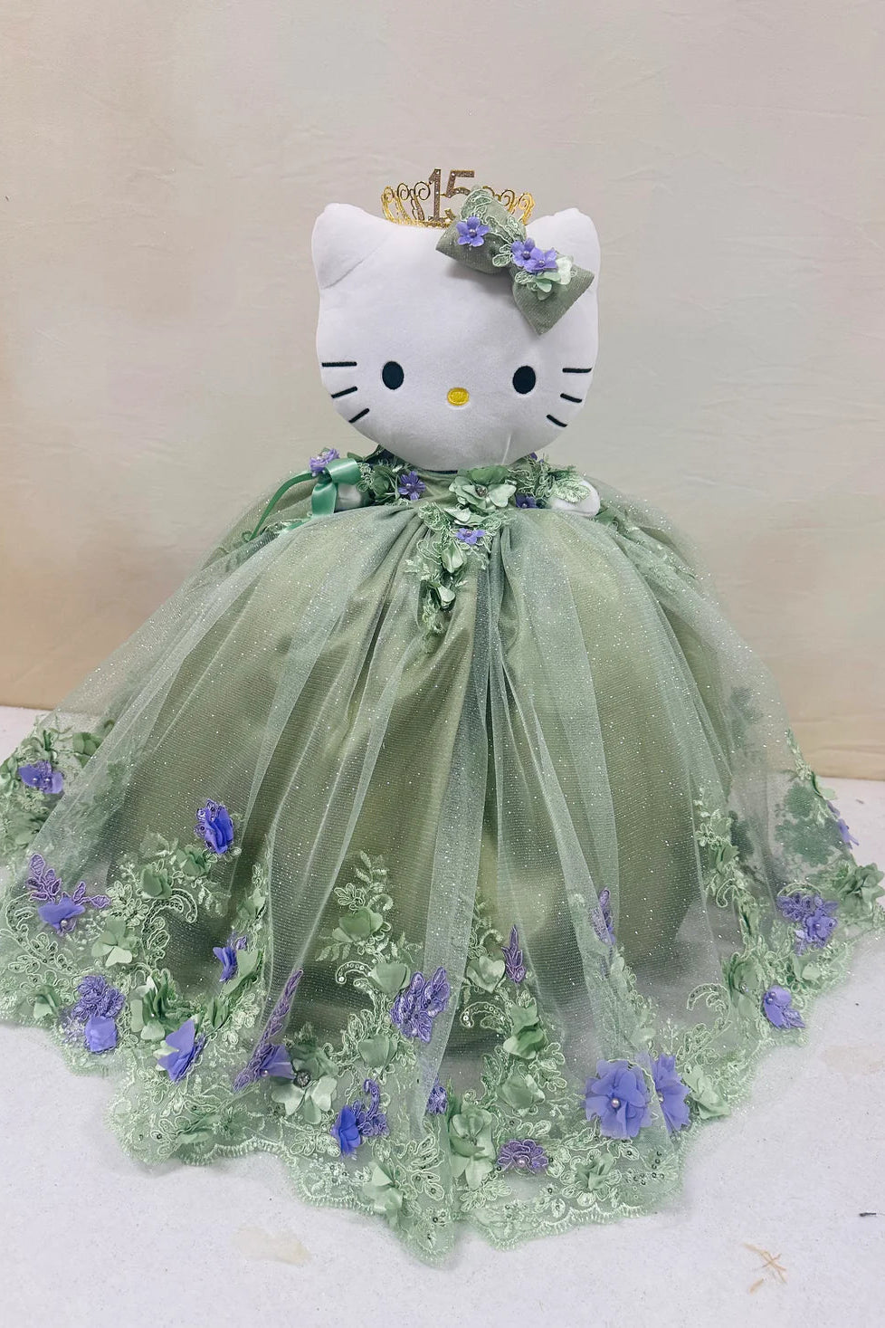 Hello Kitty Quincenera Doll Sage green lilac,snkdress,wwwsnkdress.com