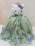 Hello Kitty Quincenera Doll Sage green lilac,snkdress,wwwsnkdress.com