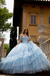 quinceanera ball gown dress Blue Bella Princess Couture PQ1092 www.snkdress.com