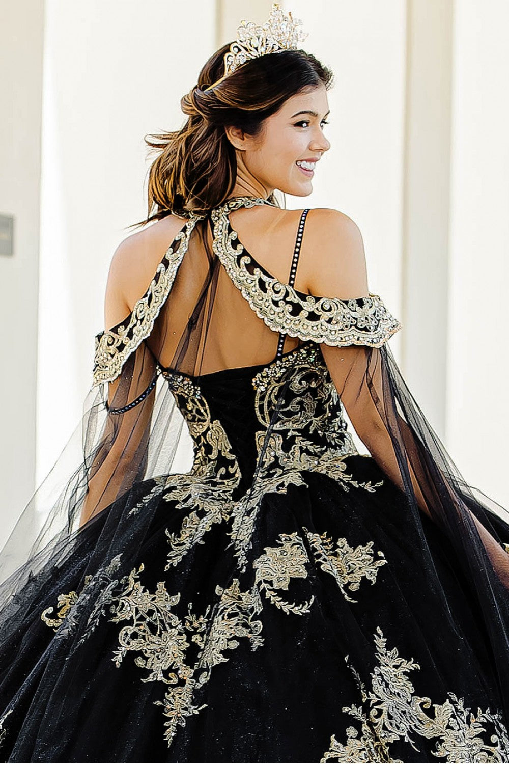 Strapless Quinceañera Dress with Cape by Bella Princess PQ1016