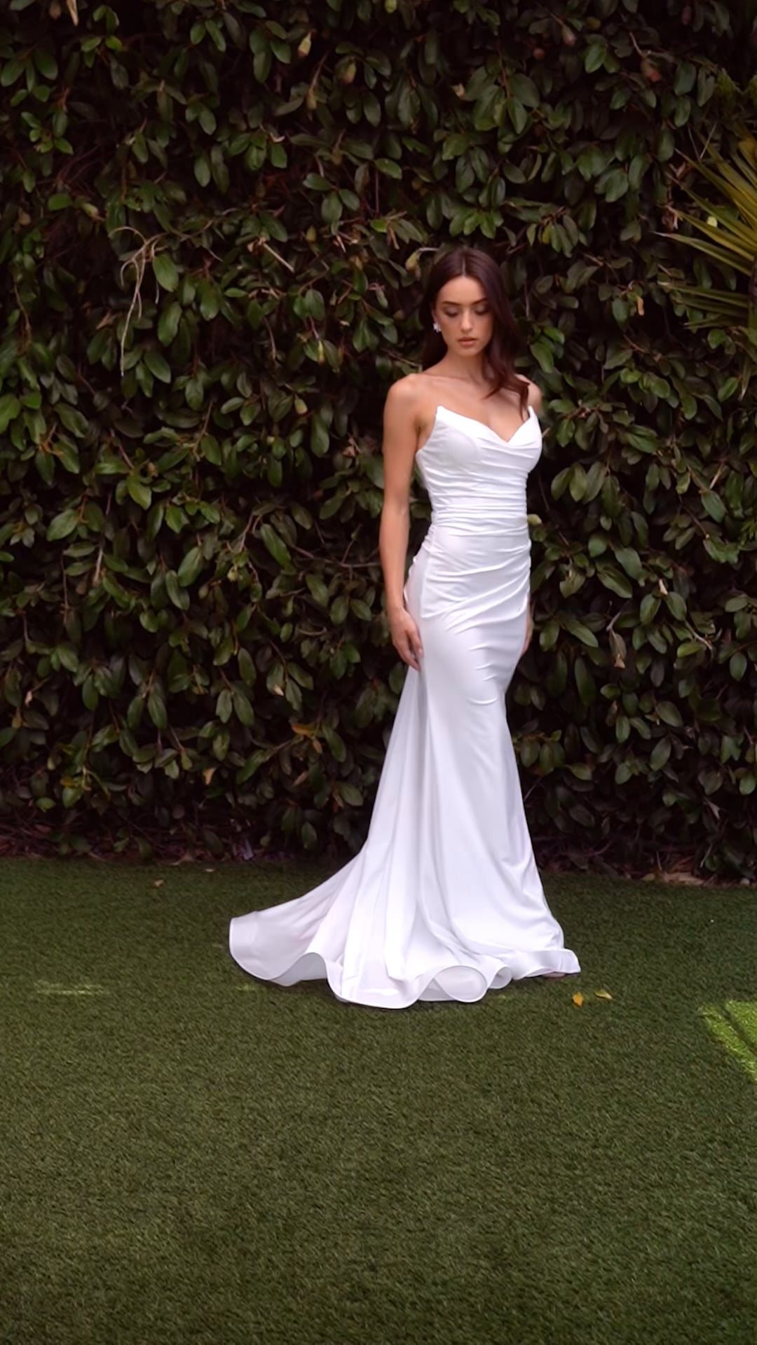 Strapless Fitted Gown in Off White by Divine CD791W