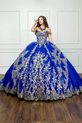 Off Shoulder Embroidered Dress w/Cathedral Tail by bella princess couture pq1055