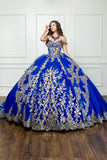 Off Shoulder Embroidered Dress w/Cathedral Tail by bella princess couture pq1055