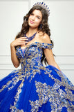 Off Shoulder Embroidered Dress w/Cathedral Tail by bella princess couture pq1055