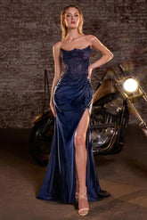 Strapless Sweetheart Evening Gown by Cinderella Couture style CC463 Smoky Blue | www.snkdress.com