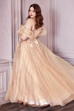Plus size strapless tulle gown with puff sleeves CD0191C – www.snkdress.com