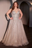 www.snkdress.com, Plus size glitter A-line gown with corset by Ladivine CD786C