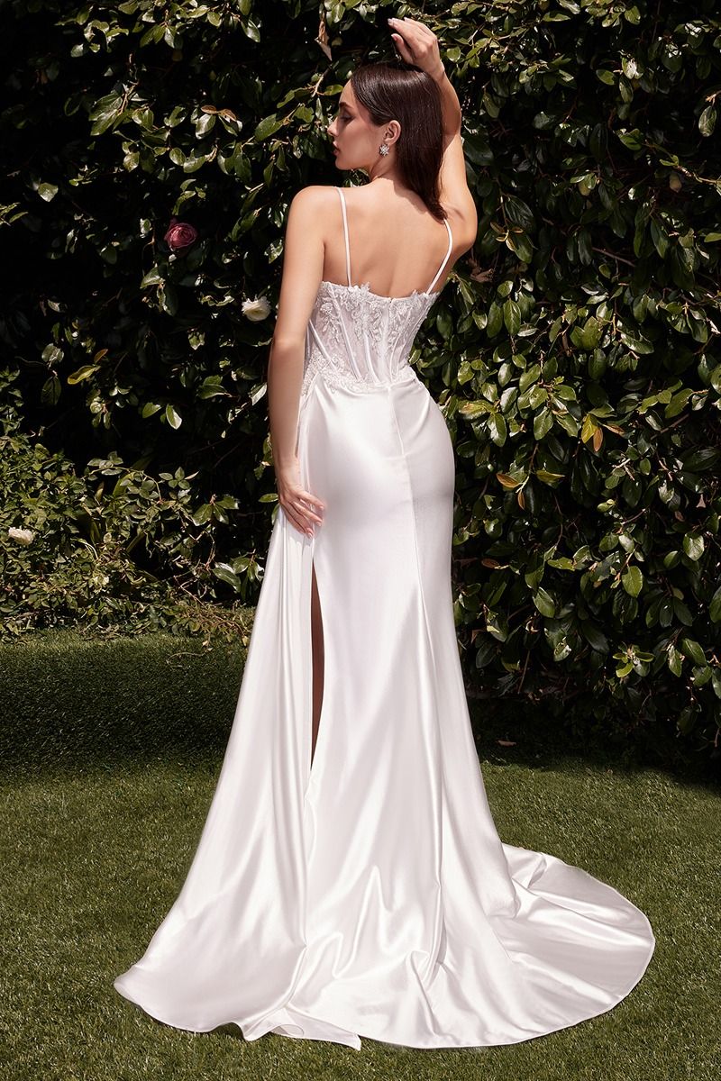 Strapless Sweetheart Satin Gown by Ladivine CD868W