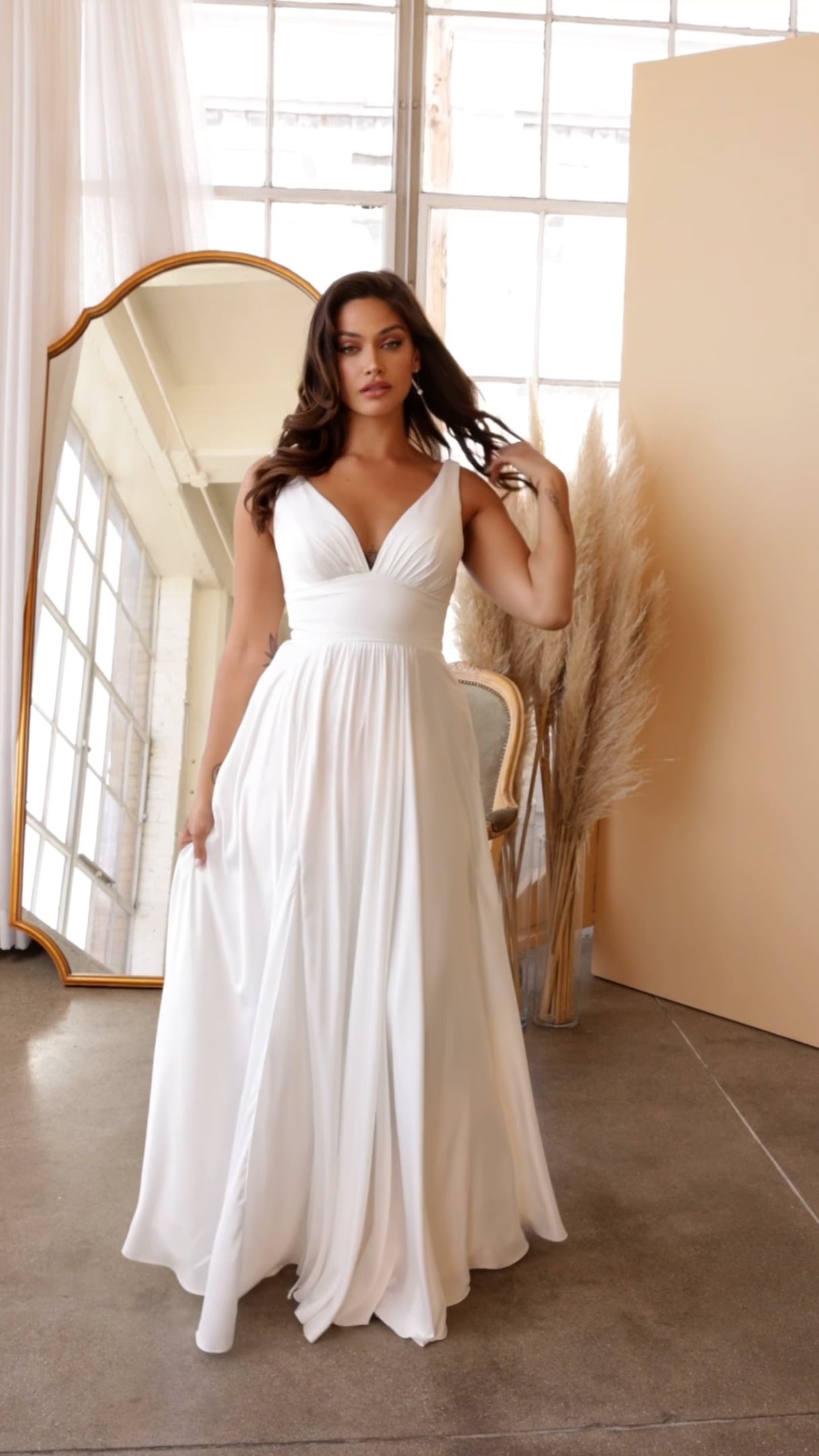 Minimalist Strapless Satin Bridal Gown in Off White by Ladivine 7469W