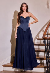 Sweetheart corset chiffon evening gown by Ladivine style J891 | www.snkdress.com