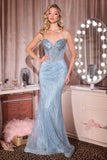 Beaded Sweetheart Fitted Gown by Ladivine J903